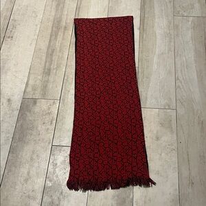 Calvin Klein Red and Black Patterned Scarf